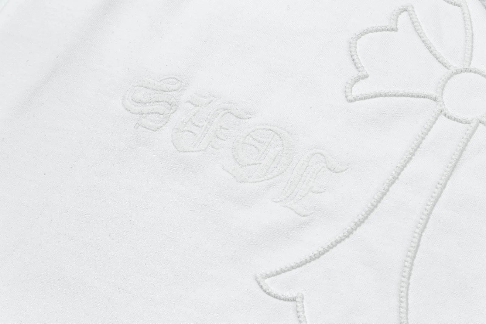 🅿️200 [CH Crow Heart] 2025FW short-sleeved T-shirt, arch bridge embroidery, high-end 26s double yarn 300g fabric, heavy fabric, custom stretcher rib, same cylinder and dye, complete three standards, same style for men and women, color: black, white, size: S M L XL 2XL